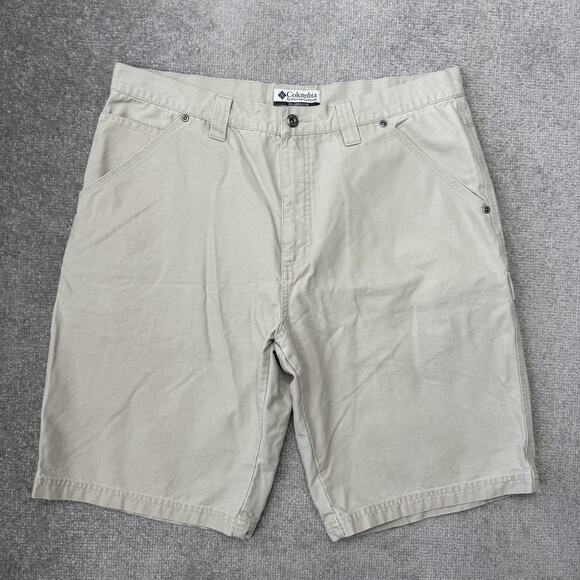 Columbia Shorts Mens 36 Khaki Cotton Utility Outdoor Work Canvas Carpenter - Picture 1 of 7